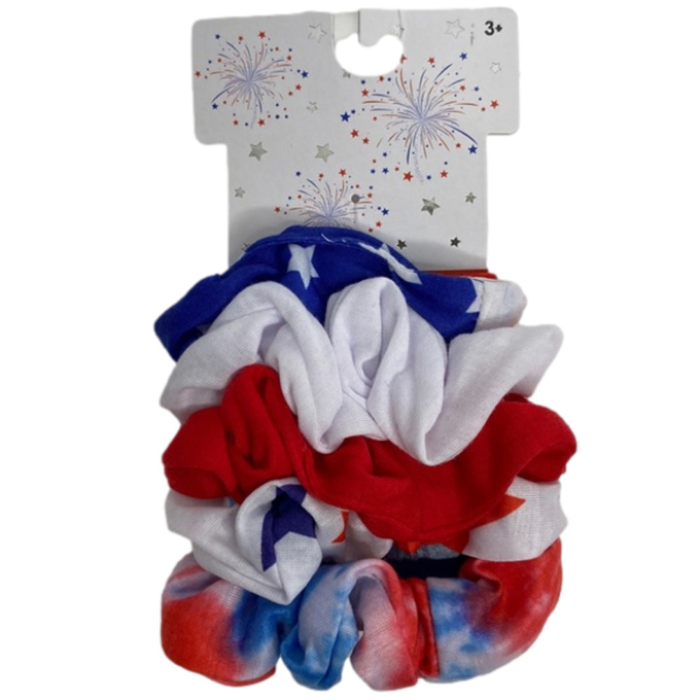 American Flag Tie Dye Hair Scrunchies 5 PC Set